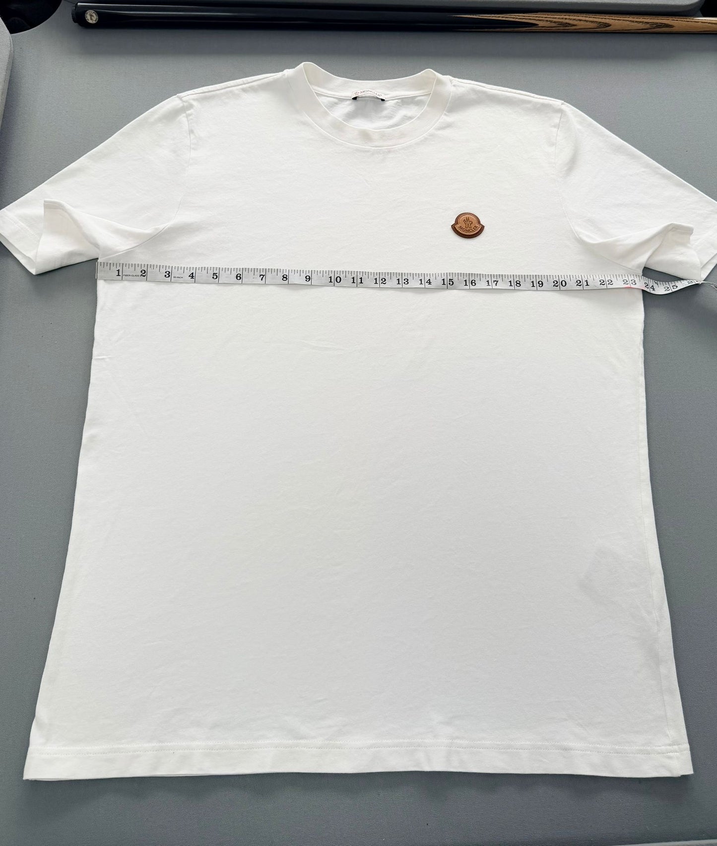 Moncler Leather Logo Patch Cotton T-Shirt - Large 23.5''ptp