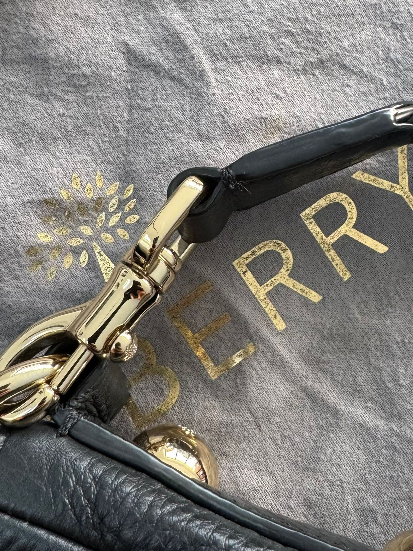 Mulberry Daria Satchel Shoulder Bag In Black Leather With Gold Hardware