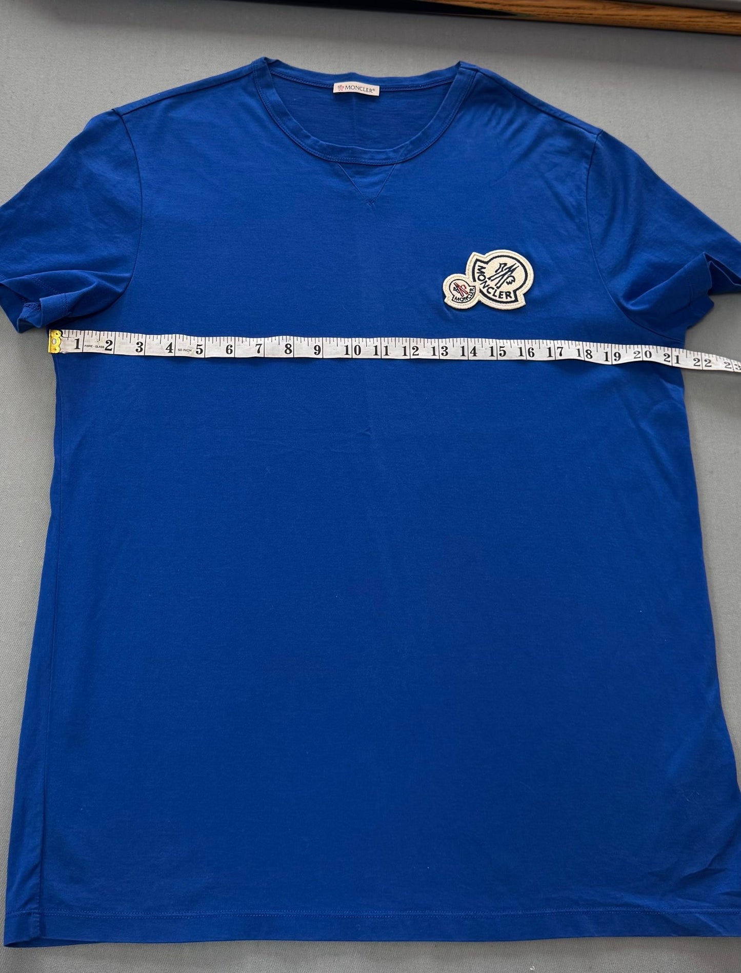 Moncler Double Logo Royal Blue T Shirt - XL (21.5'' ptp)