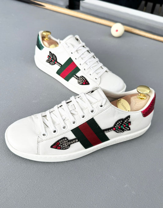 Gucci Ace Diamanté Arrow Trainers, Size 4 EU 37 - Authentic
