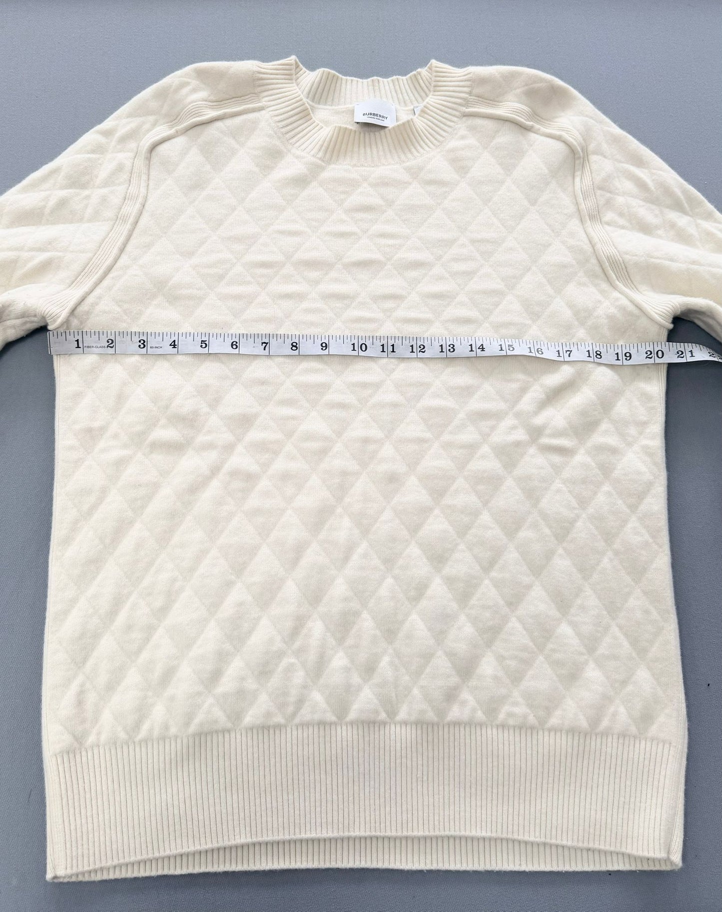 Burberry Diamond Quilted Wool Knit Sweater – Cream (Size L, UK10–12)