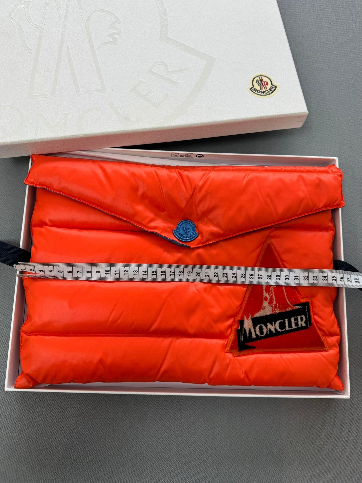 Moncler Puffer Down Busta Piumino Clutch/ Laptop Sleeve In Orange - Brand New In Box