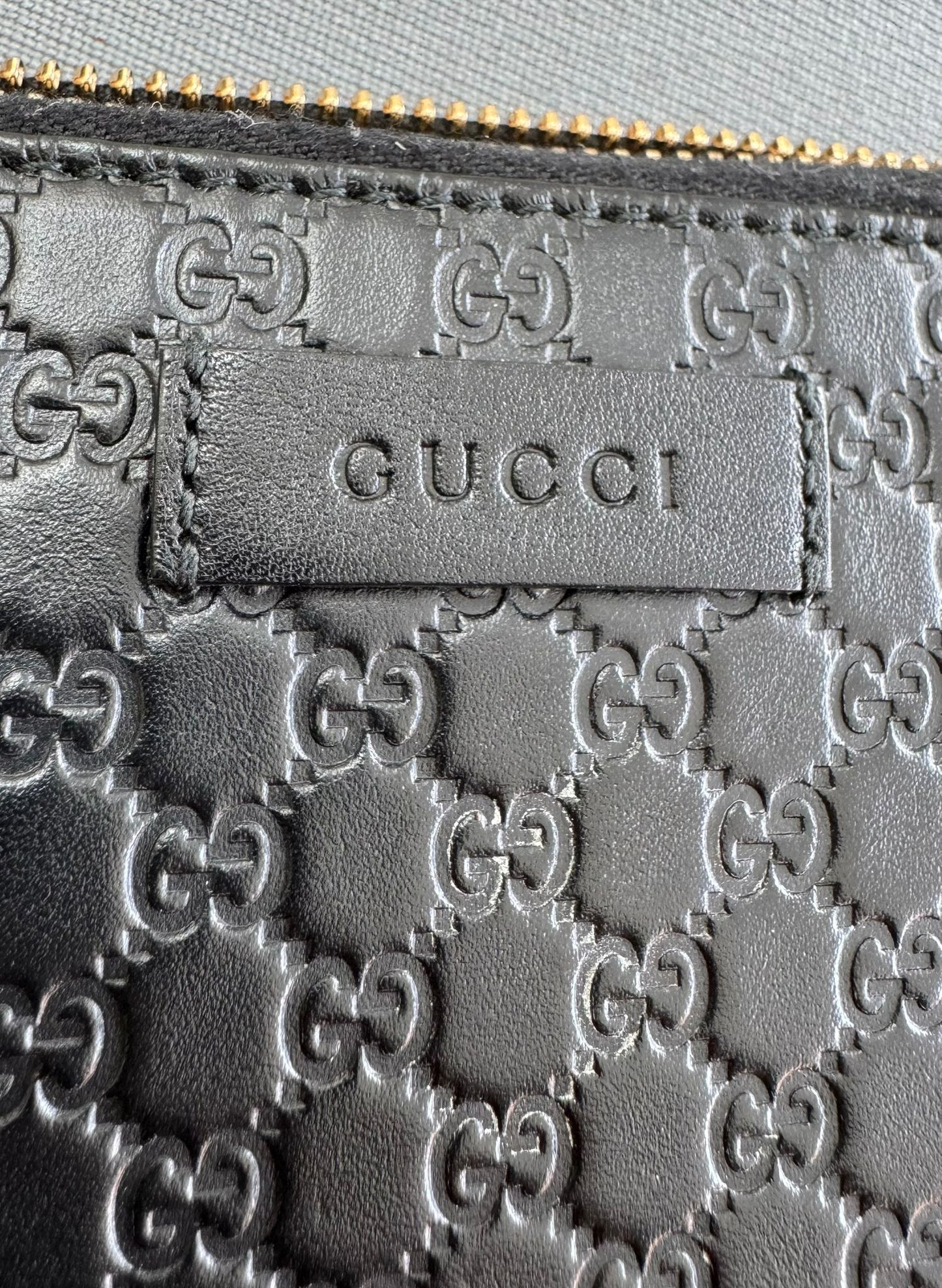 Gucci Micro Guccissima GG Black Leather Zip Around Purse
