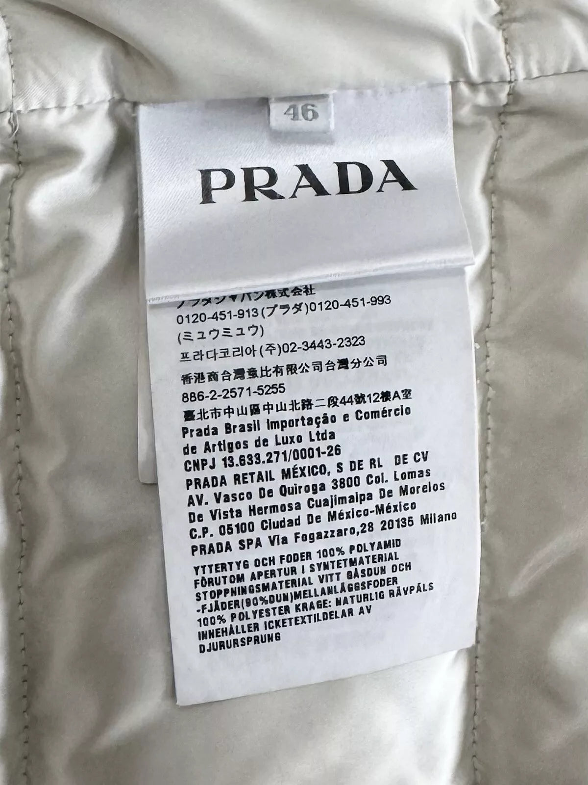 Prada Ladies Steel Grey/Silver Down Puffer Jacket-Size 46 EU-UK 10-12