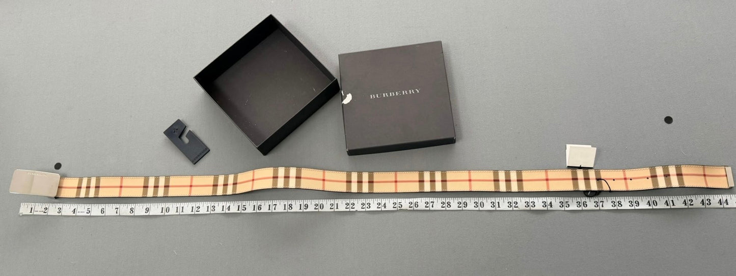 Burberry Vintage Check Belt – Black/Tan (Size 100 / 40”) Fits 32/34'' Waist