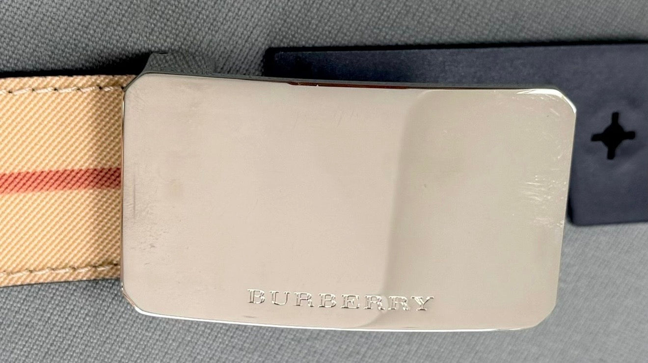 Burberry Vintage Check Belt – Black/Tan (Size 100 / 40”) Fits 32/34'' Waist