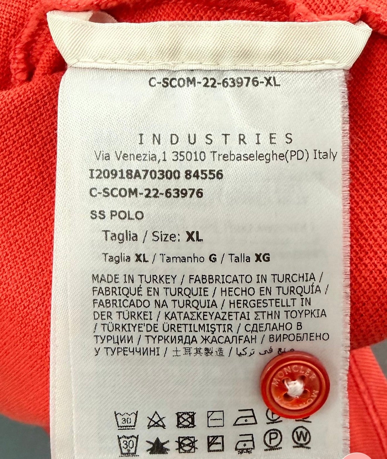 Moncler Logo Polo Shirt – Orange (Size XL)