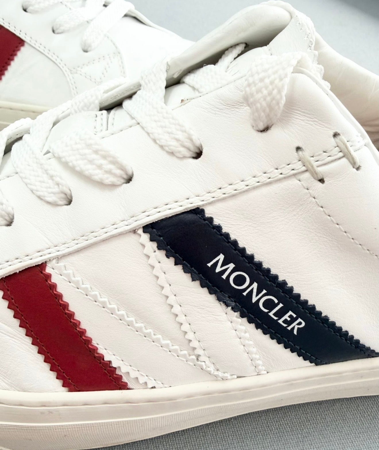 Moncler Monaco Trainers – White Tricolour Stripe (EU45 / UK11)