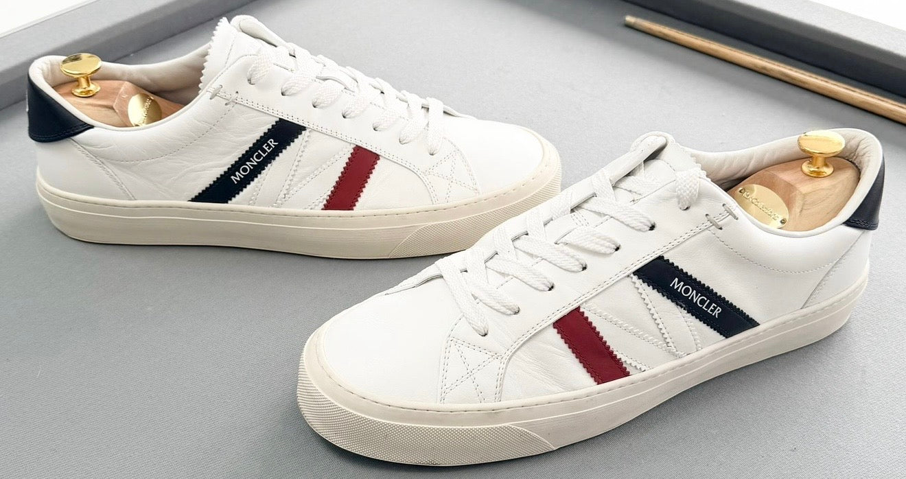 Moncler Monaco Trainers – White Tricolour Stripe (EU45 / UK11)