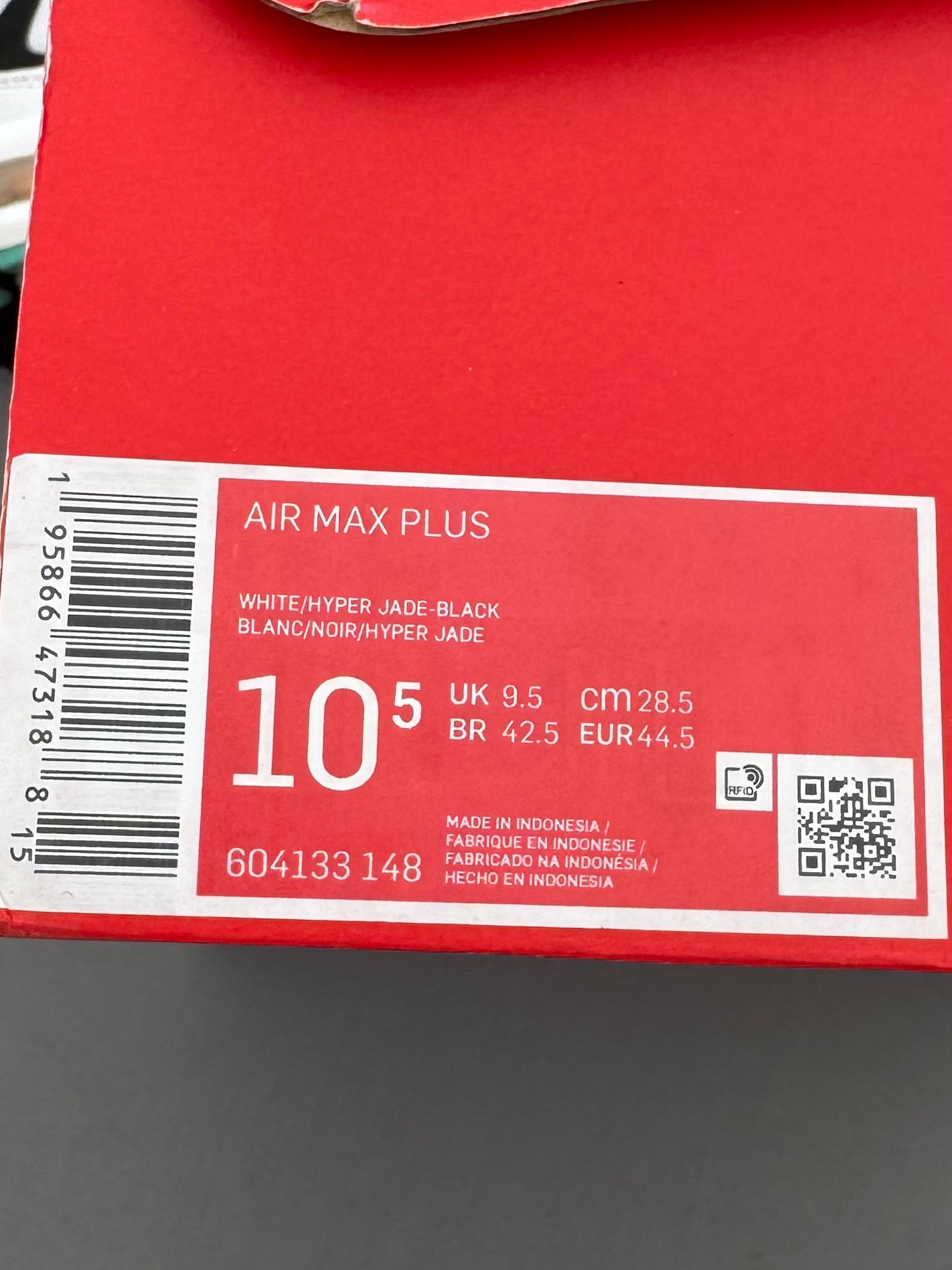 Nike Air Max Plus TN 'White Hyper Jade' - UK 9.5 (Fit UK 9)