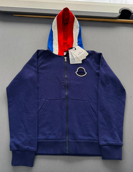 Moncler Zipped Navy Jersey Hooded Top - Age 14 (19” PTP) Brand New