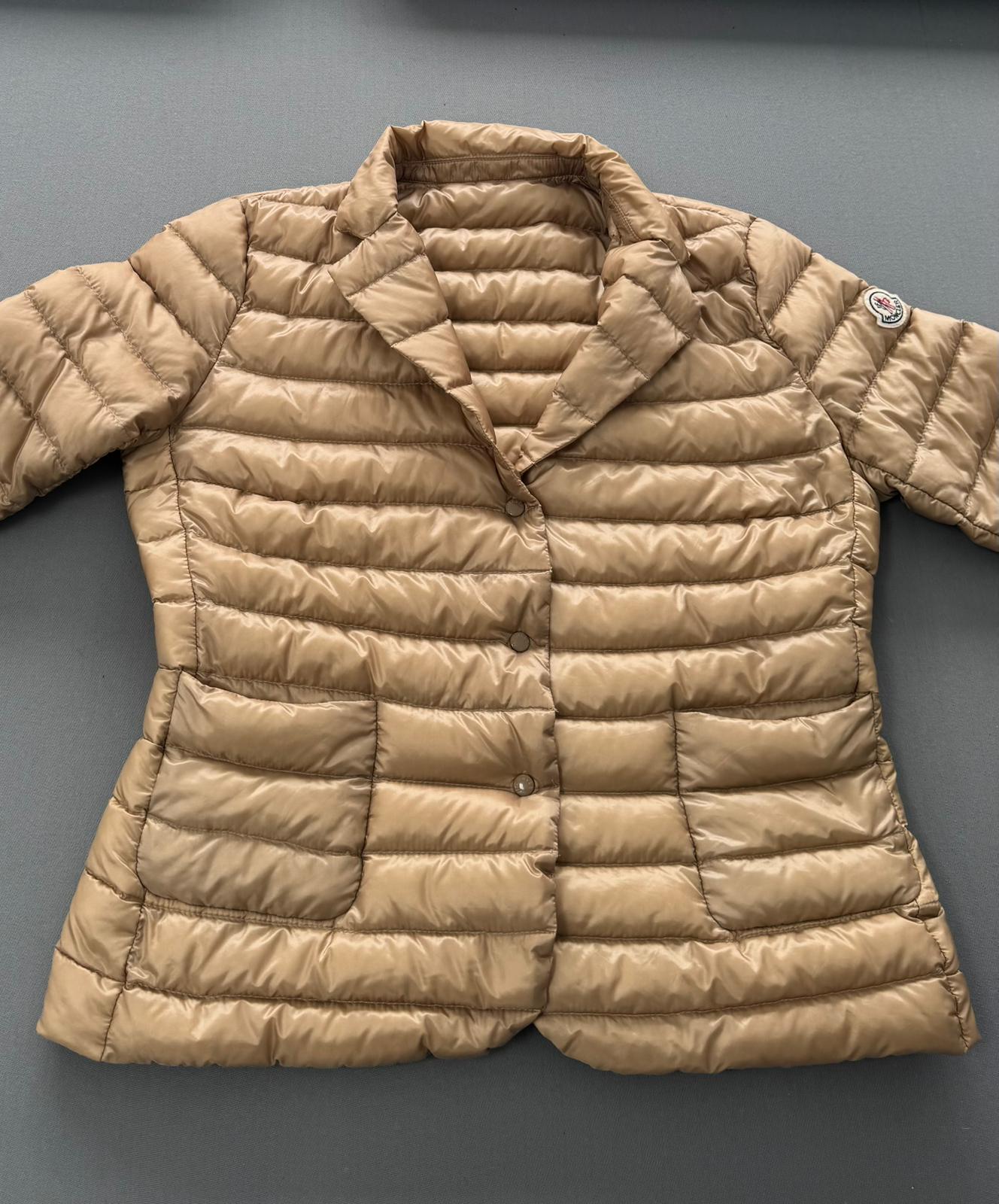 Moncler Leyla Beige Ultralight Padded Jacket - Size 4 - UK 10/12
