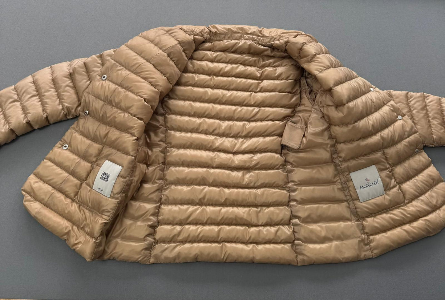Moncler Leyla Beige Ultralight Padded Jacket - Size 4 - UK 10/12