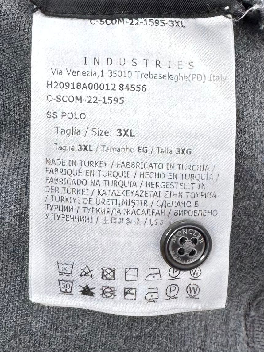 Moncler Grey Polo - 3XL (25'' PTP)
