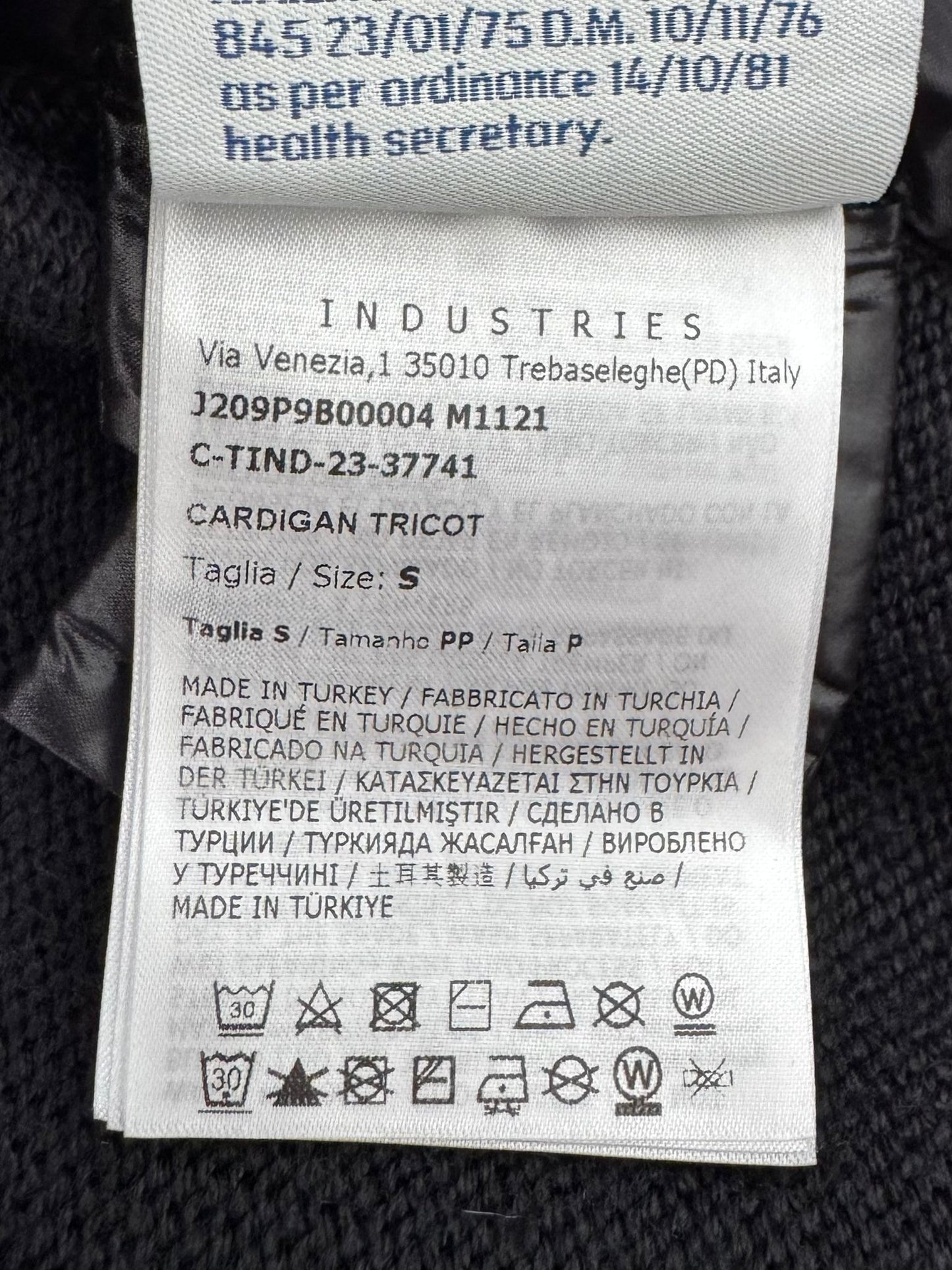 Moncler Tricot Black Down Cardigan - Small - 21'' PTP