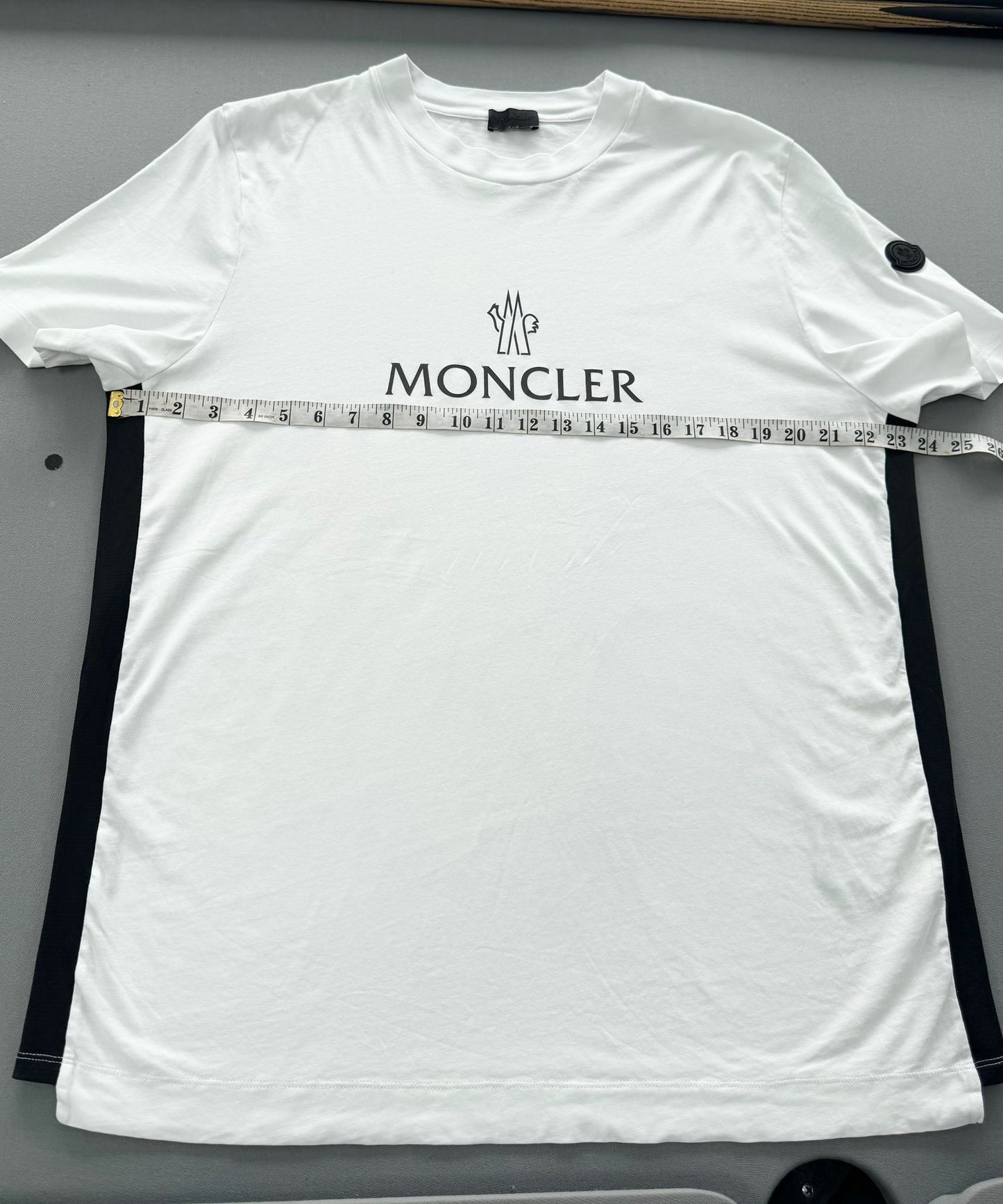 Moncler White Logo Cotton T-Shirt - XL - 23.5” PTP