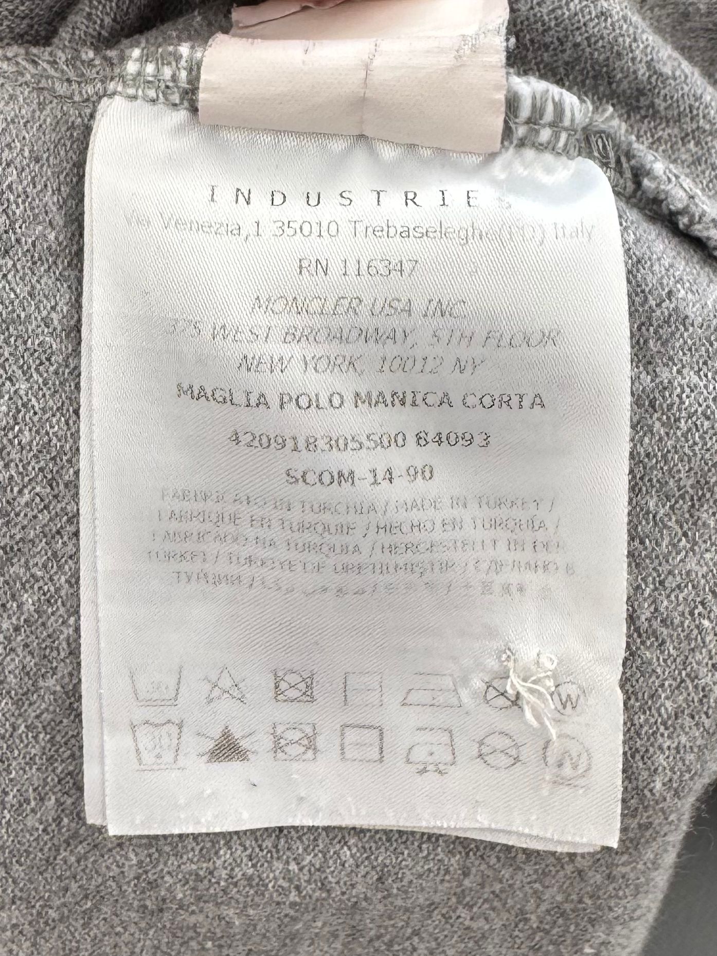 Moncler Grey Logo Cotton Maglia Polo - XL (22” PTP) Fits Large