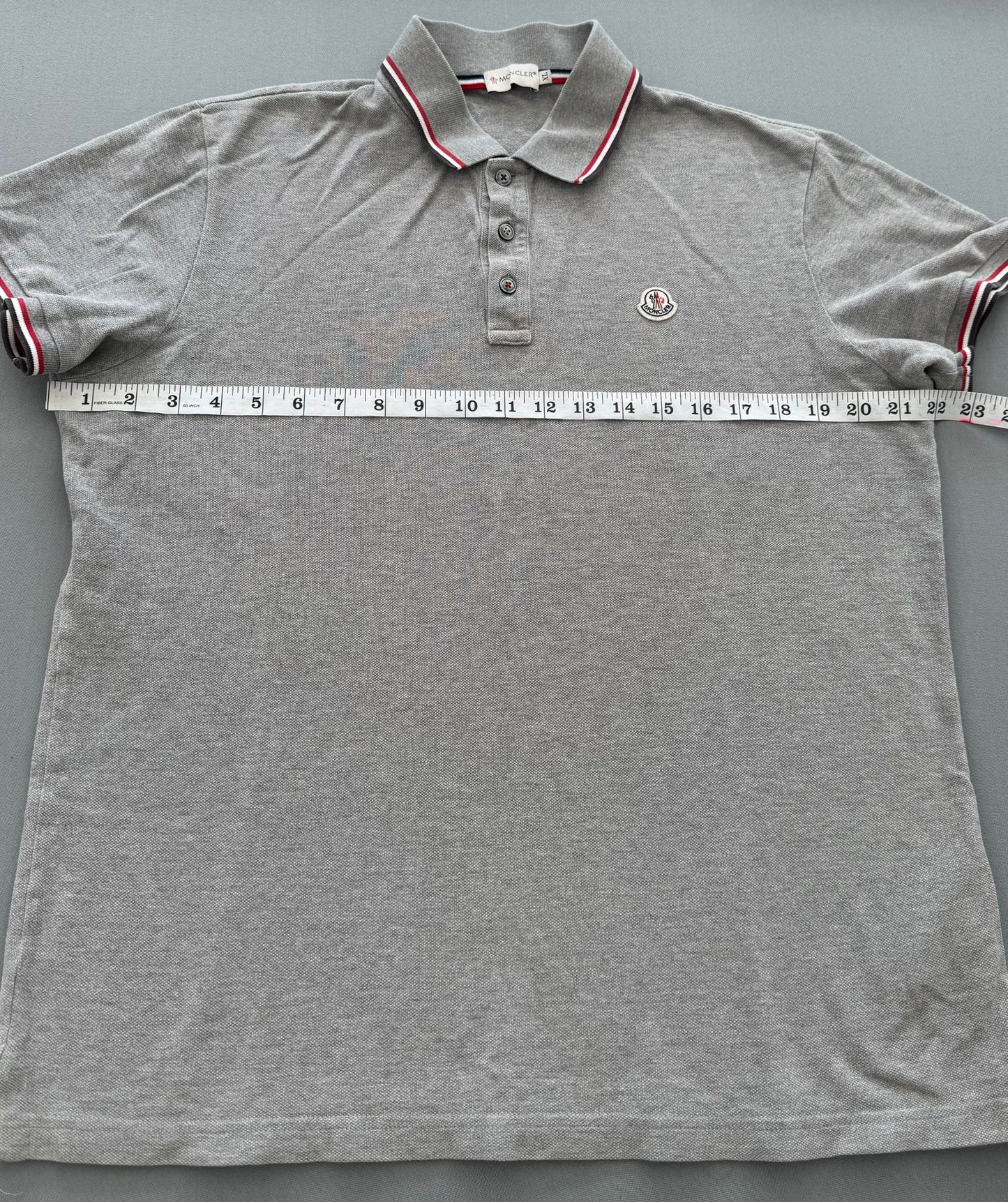 Moncler Grey Logo Cotton Maglia Polo - XL (22” PTP) Fits Large