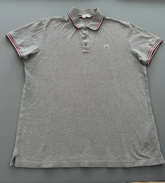 Moncler Grey Logo Cotton Maglia Polo - XL (22” PTP) Fits Large
