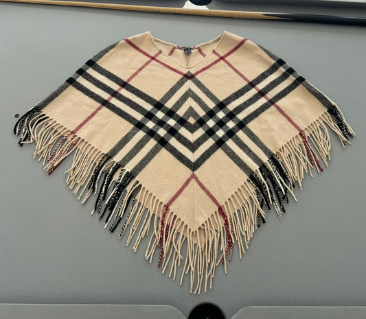 Burberry Nova Check Lambswool Poncho (Fits 8-12)
