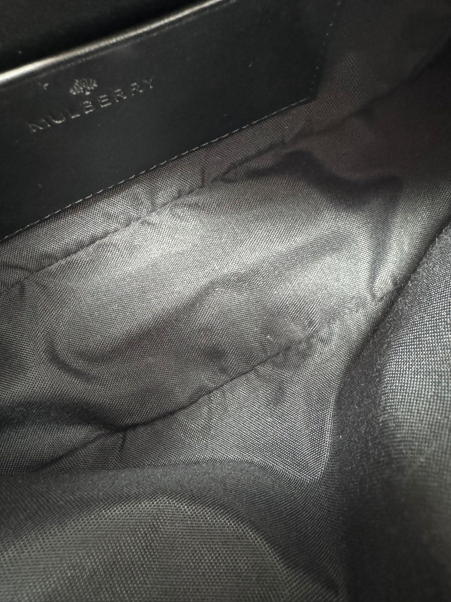 Mulberry Blossom Pochette with Strap in Black Calf Nappa