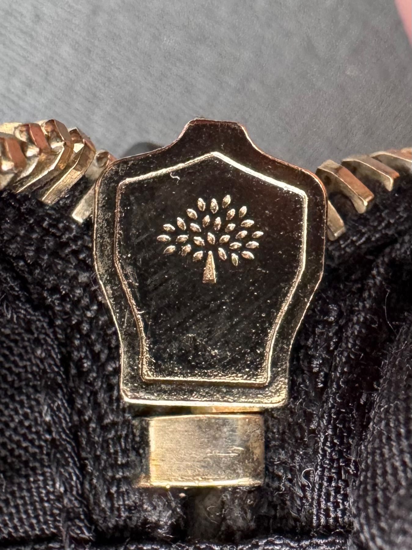 Mulberry Blossom Pochette with Strap in Black Calf Nappa