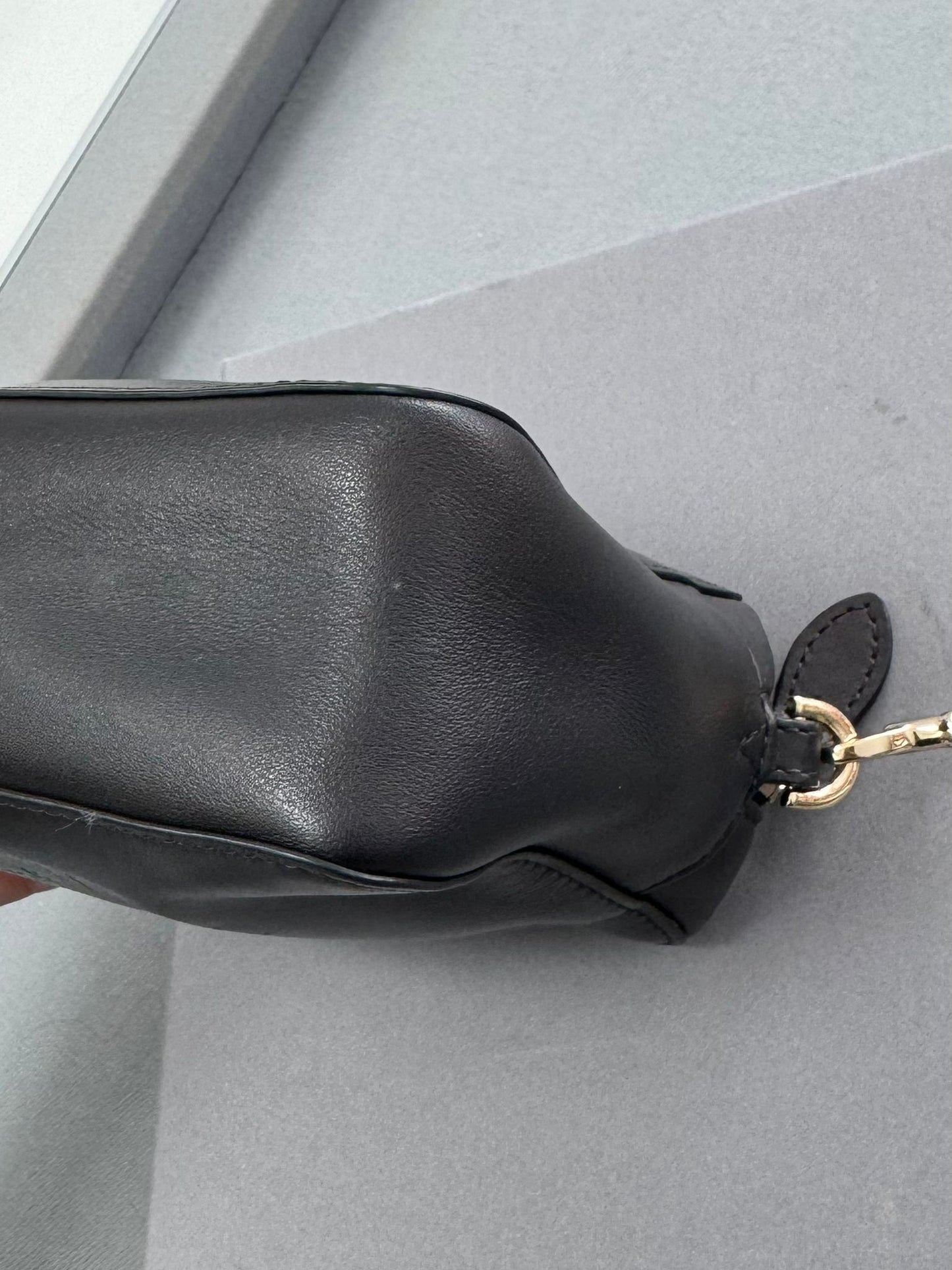 Mulberry Blossom Pochette with Strap in Black Calf Nappa