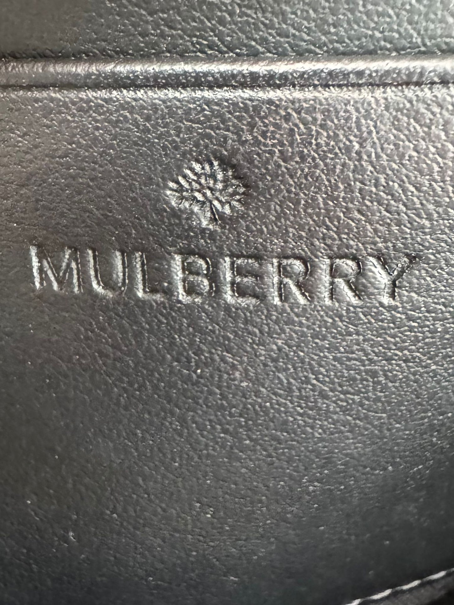 Mulberry Blossom Pochette with Strap in Black Calf Nappa