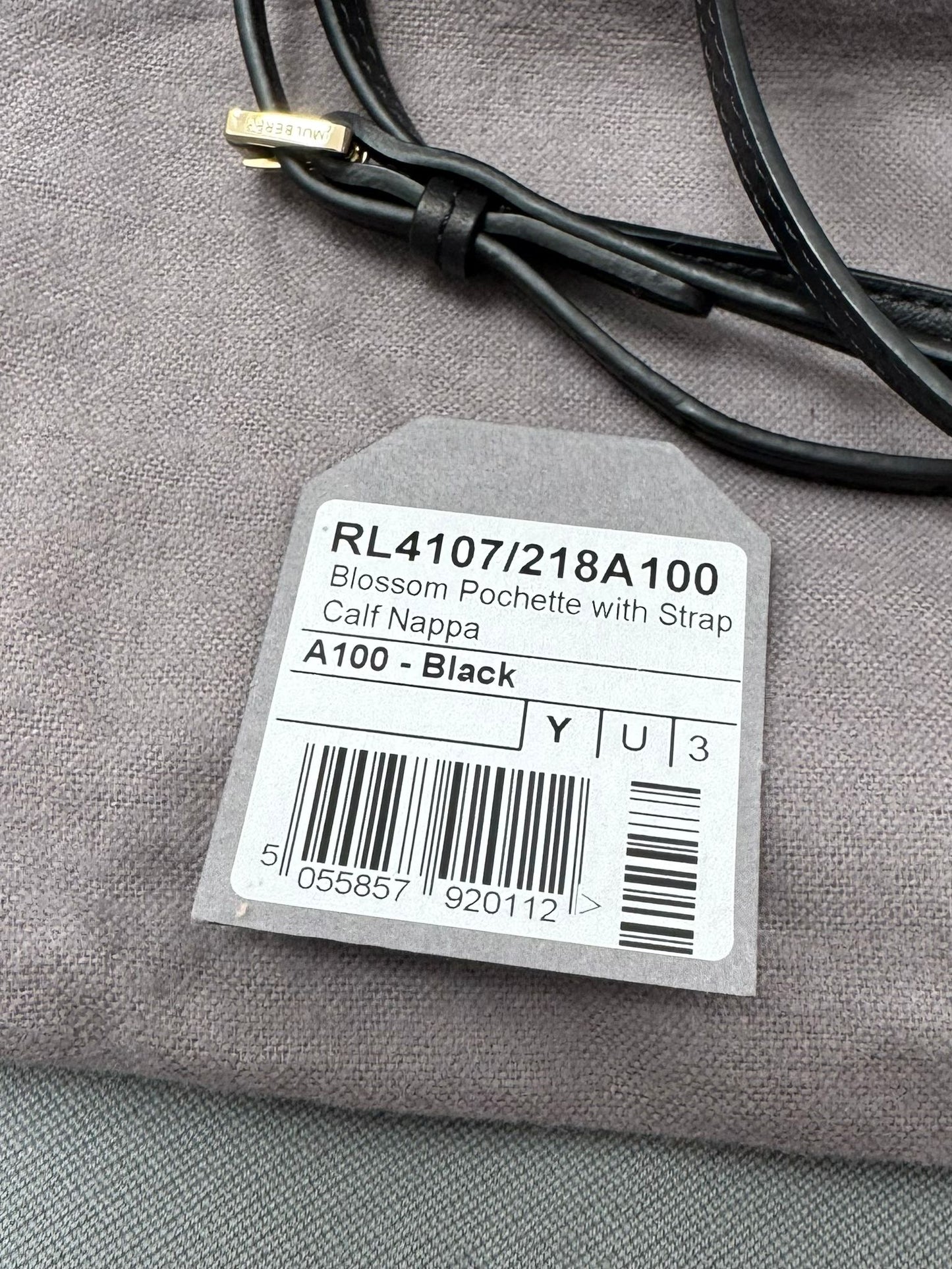 Mulberry Blossom Pochette with Strap in Black Calf Nappa