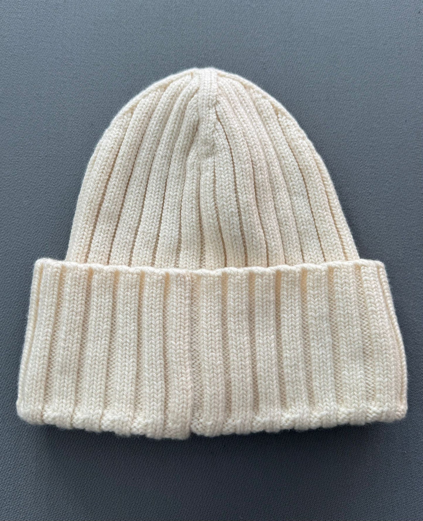 Moncler Ribbed Wool Knitted Cream Beanie