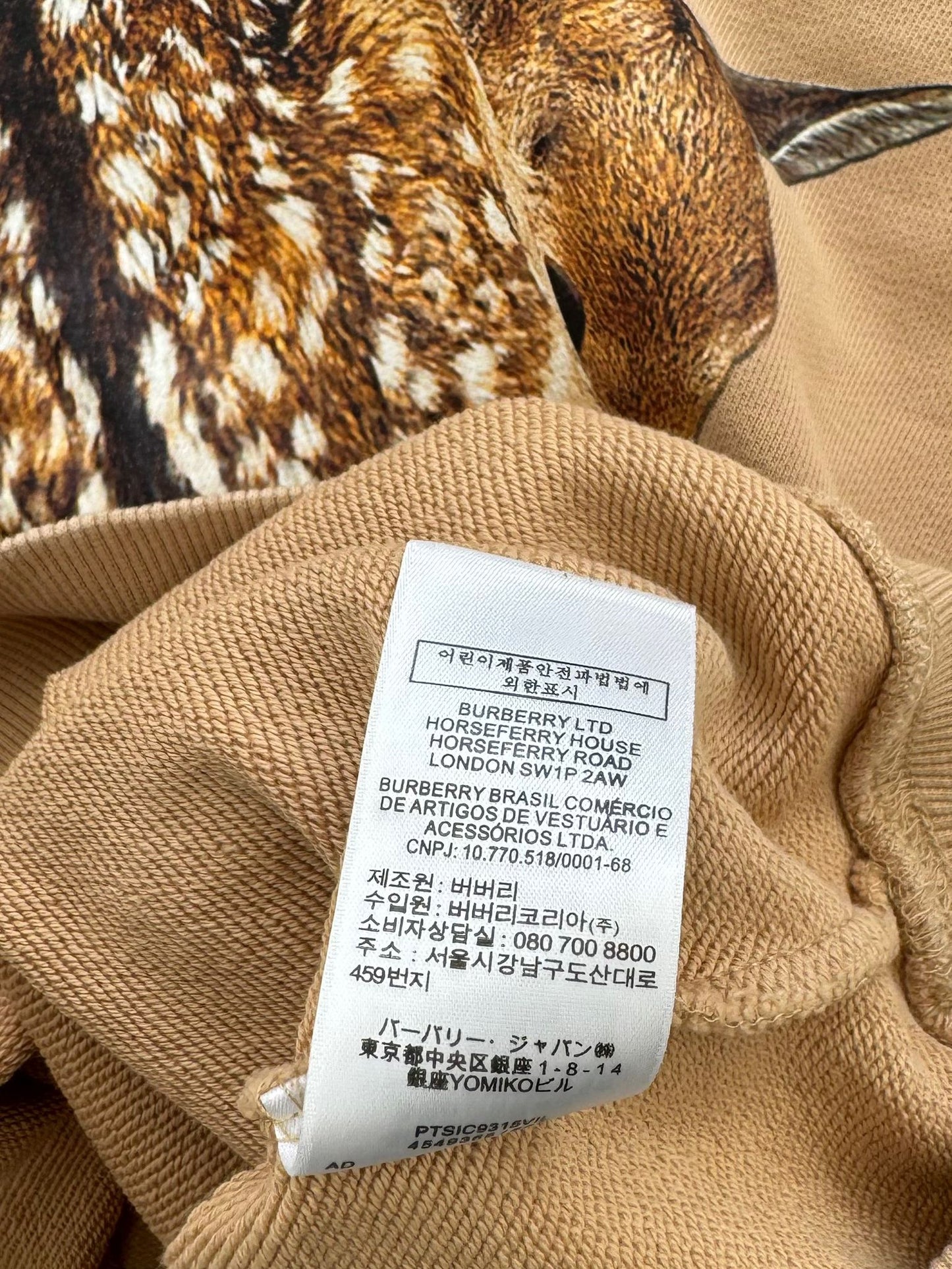 Burberry Beige Treadwell Deer Sweatshirt - XL(23''PTP)