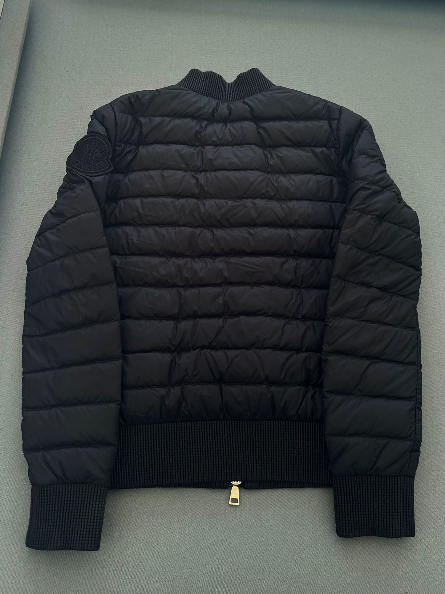 Moncler Abricot Down Black Bomber Jacket - Size 00 (UK8) 18.5''PTP
