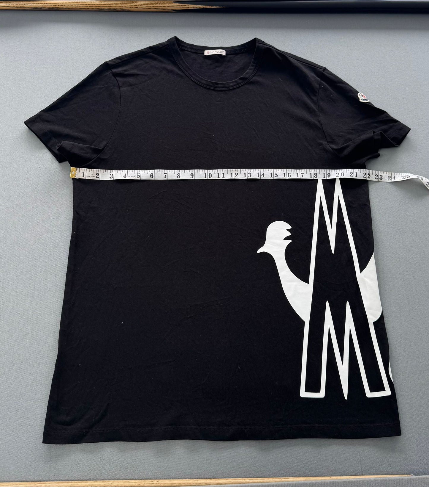 Moncler Black Logo Print TShirt - Size XL (22''PTP)