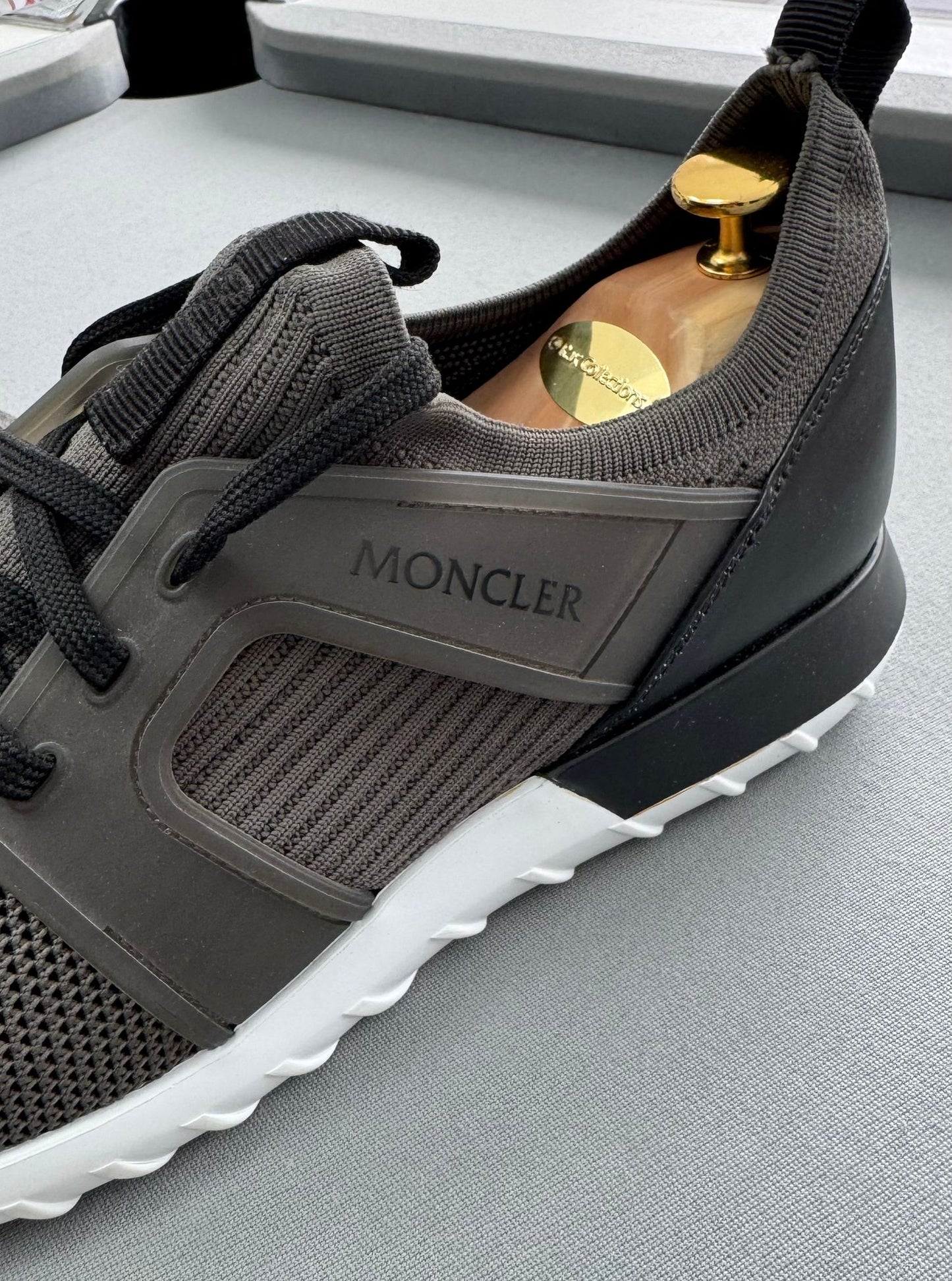 Moncler Emilien Khaki Rubber and Leather-Trimmed Neoprene Trainers - Size: UK11 (EU45)