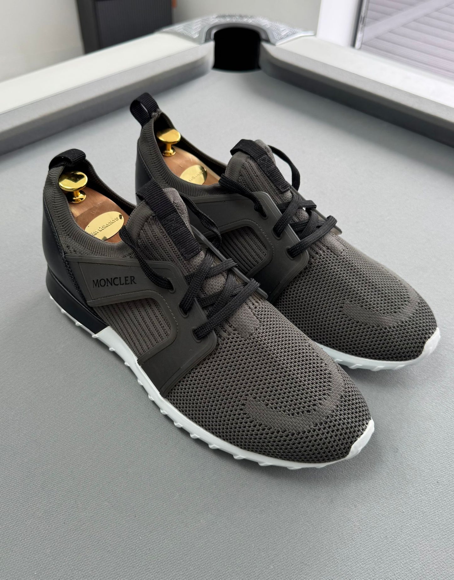 Moncler Emilien Khaki Rubber and Leather-Trimmed Neoprene Trainers - Size: UK11 (EU45)