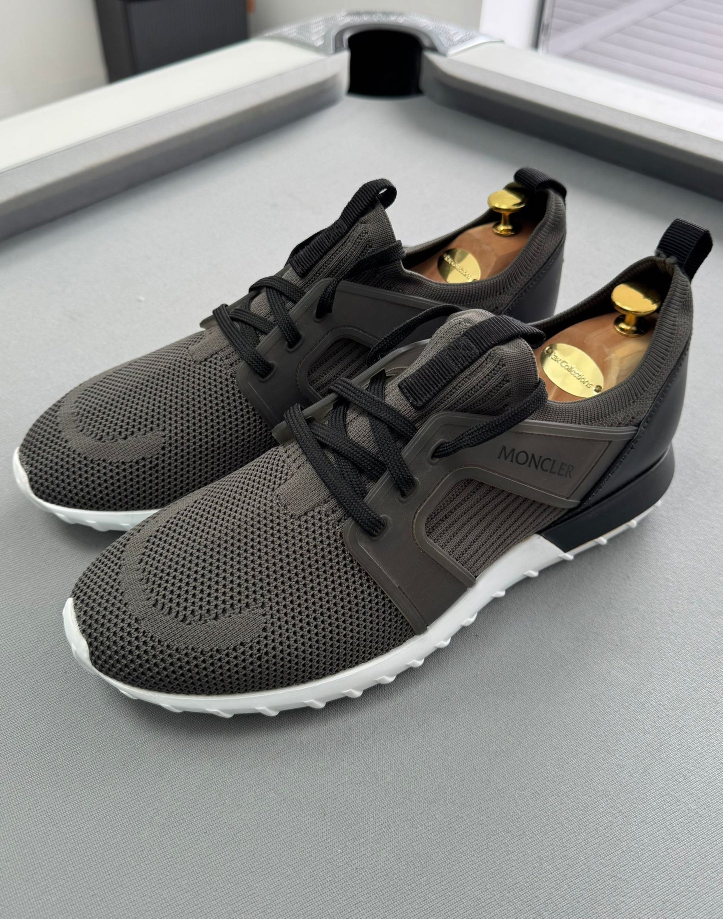 Moncler Emilien Khaki Rubber and Leather-Trimmed Neoprene Trainers - Size: UK11 (EU45)