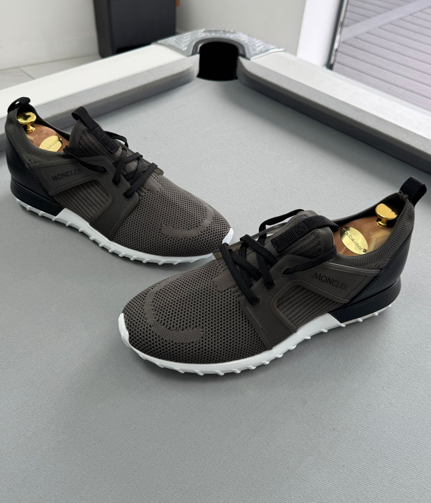 Moncler Emilien Khaki Rubber and Leather-Trimmed Neoprene Trainers - Size: UK11 (EU45)