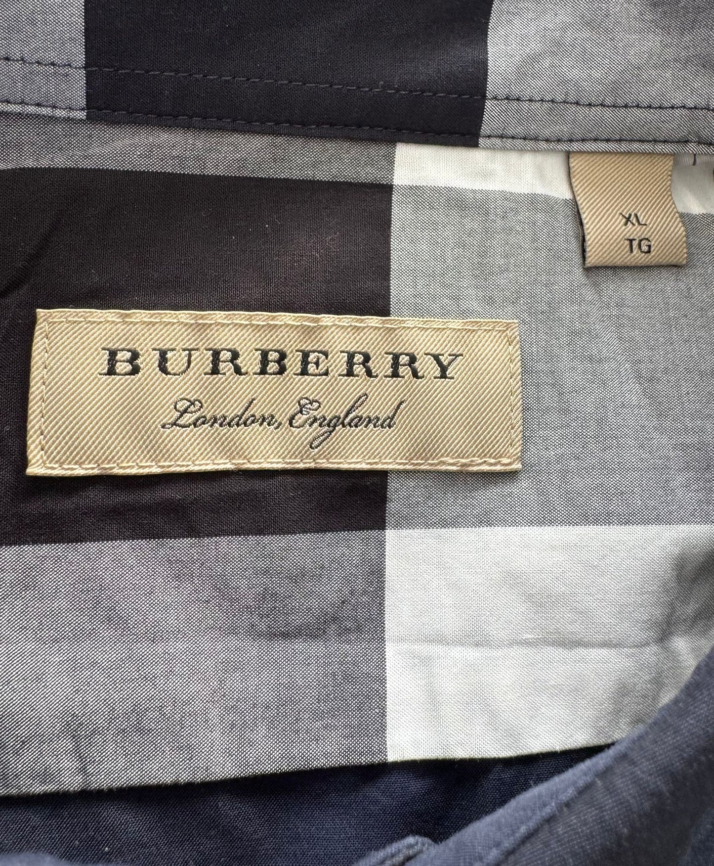 Burberry Somerton Navy Long Sleeve Check Shirt - XL (24''PTP)