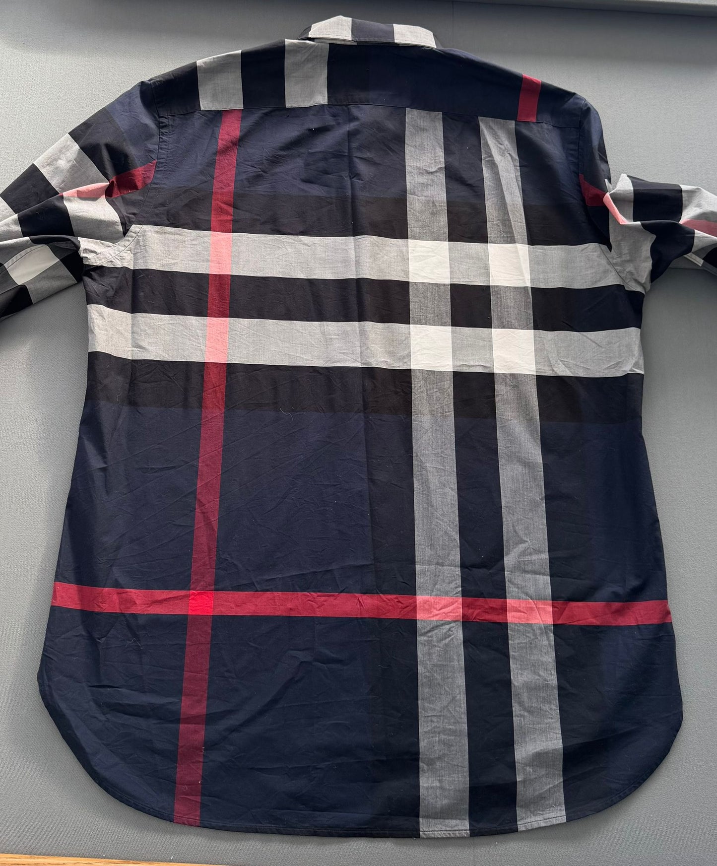 Burberry Somerton Navy Long Sleeve Check Shirt - XL (24''PTP)