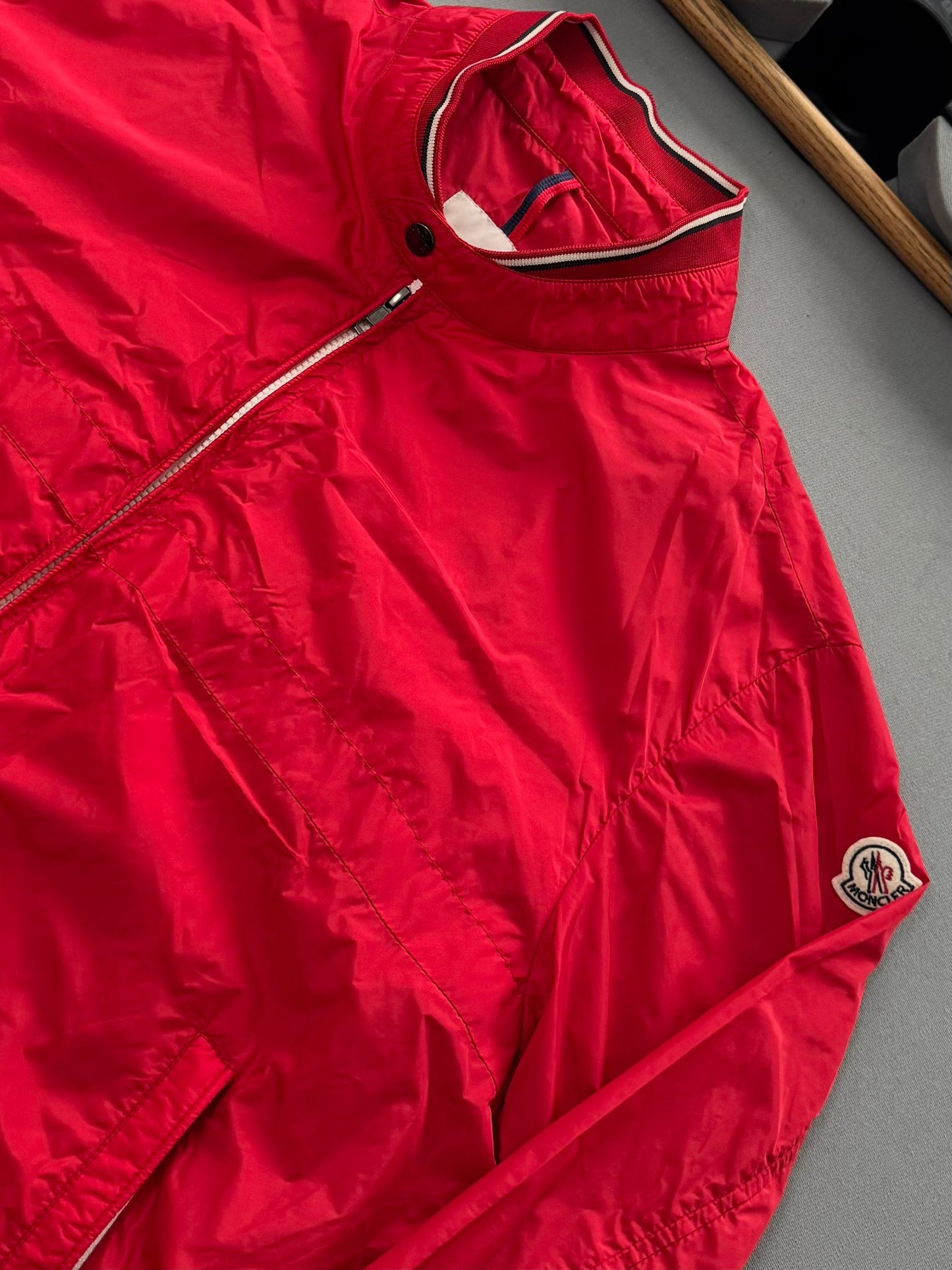 Moncler Albert Red Bomber Jacket - Size 6 (25''ptp)