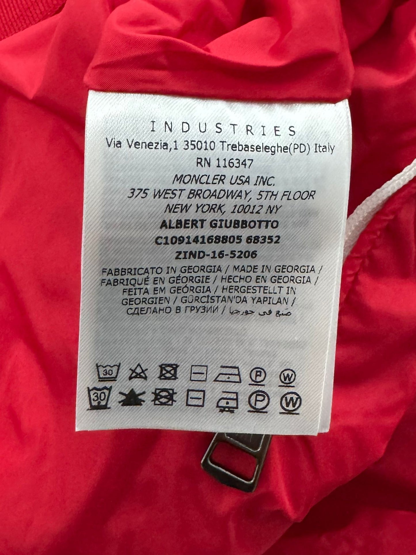 Moncler Albert Red Bomber Jacket - Size 6 (25''ptp)