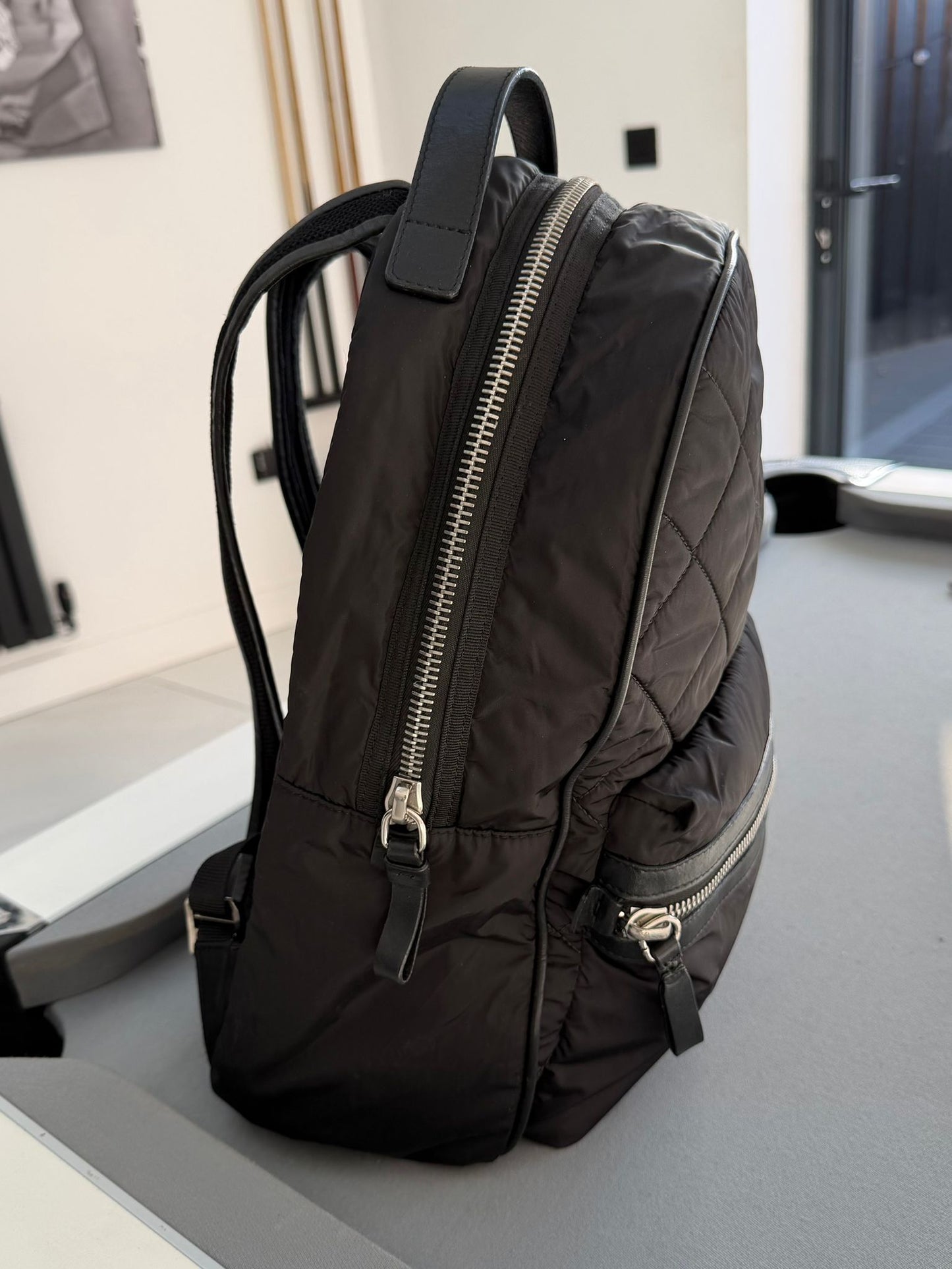 Moncler Gigi Nylon Quilted Black Backpack