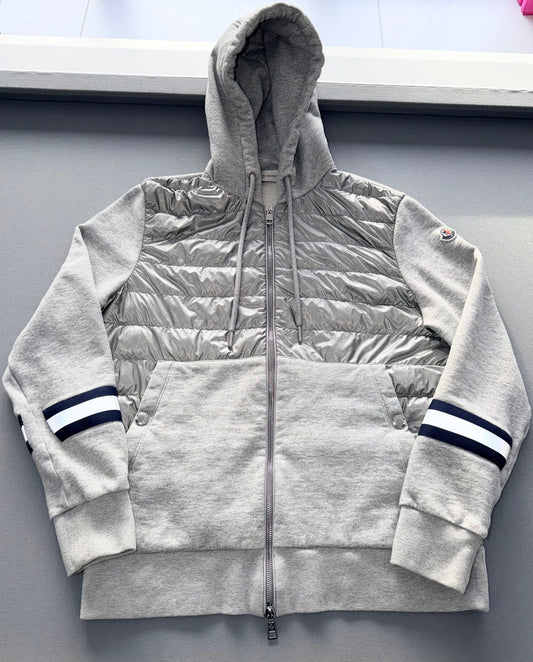 Moncler Maglia Hooded Grey Cardigan/ Jacket - Large - PTP 22” - Stretchy