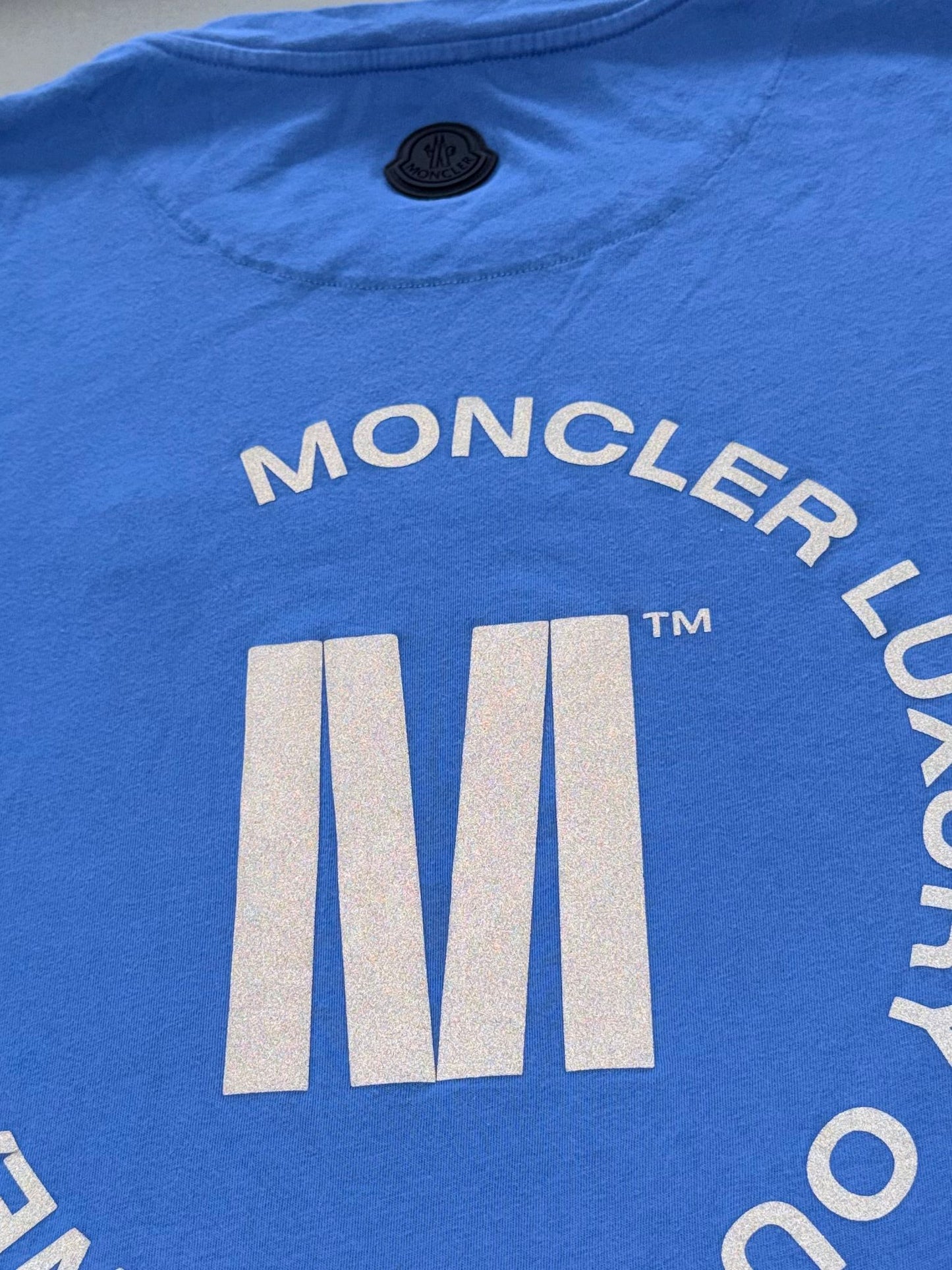 Moncler Blue Reflective T.Shirt - Size: XL (23.5''ptp)