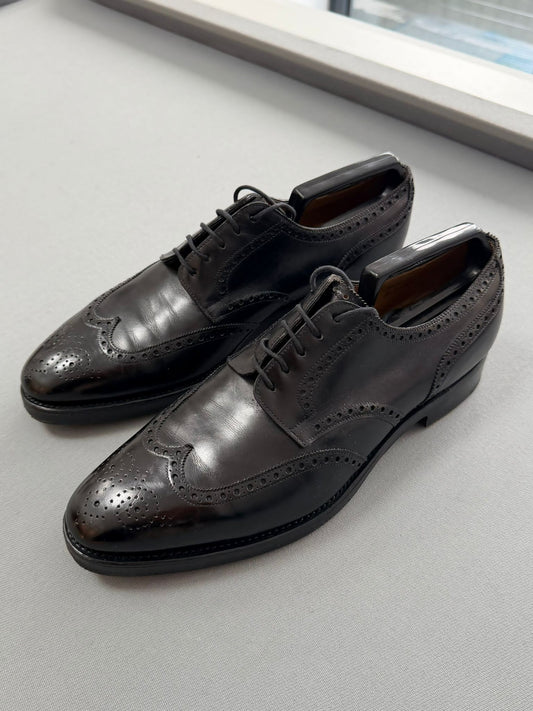 John Lobb Black Leather Oxford Darby Brogues - Size: UK8.5 (EU42.5)