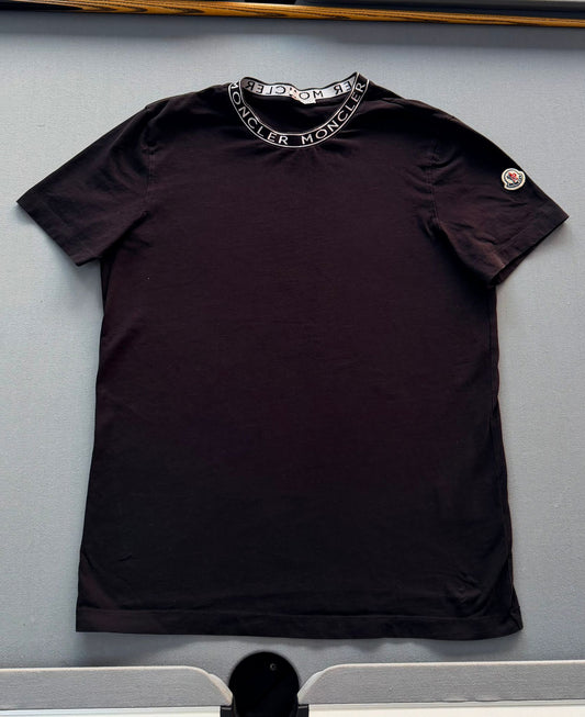 Moncler Black Logo Trimmed Cotton TShirt - Size: L (22''ptp)