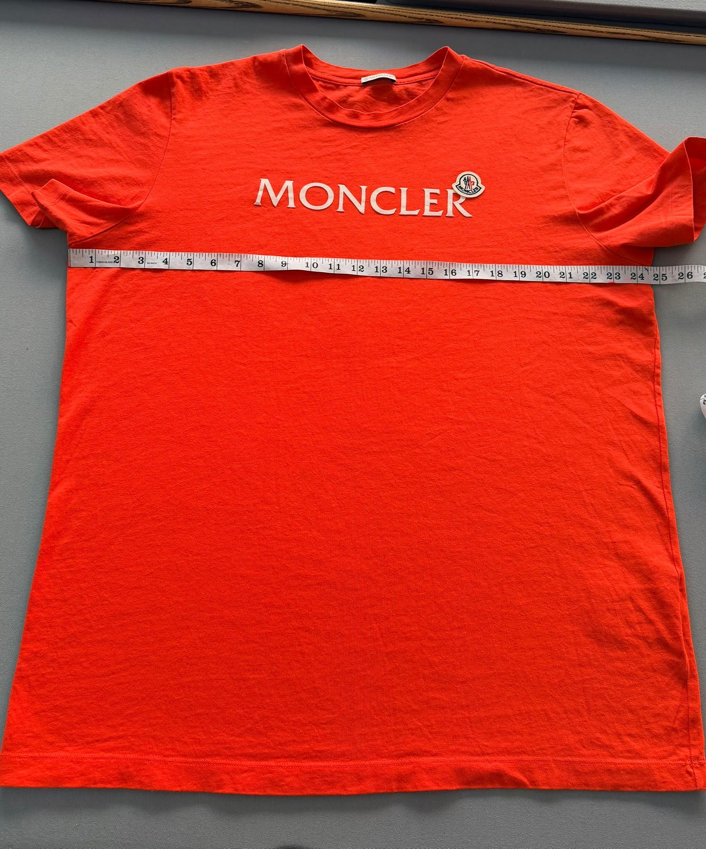 Moncler Orange Flocked Logo Print TShirt - XXL (24.5''ptp)