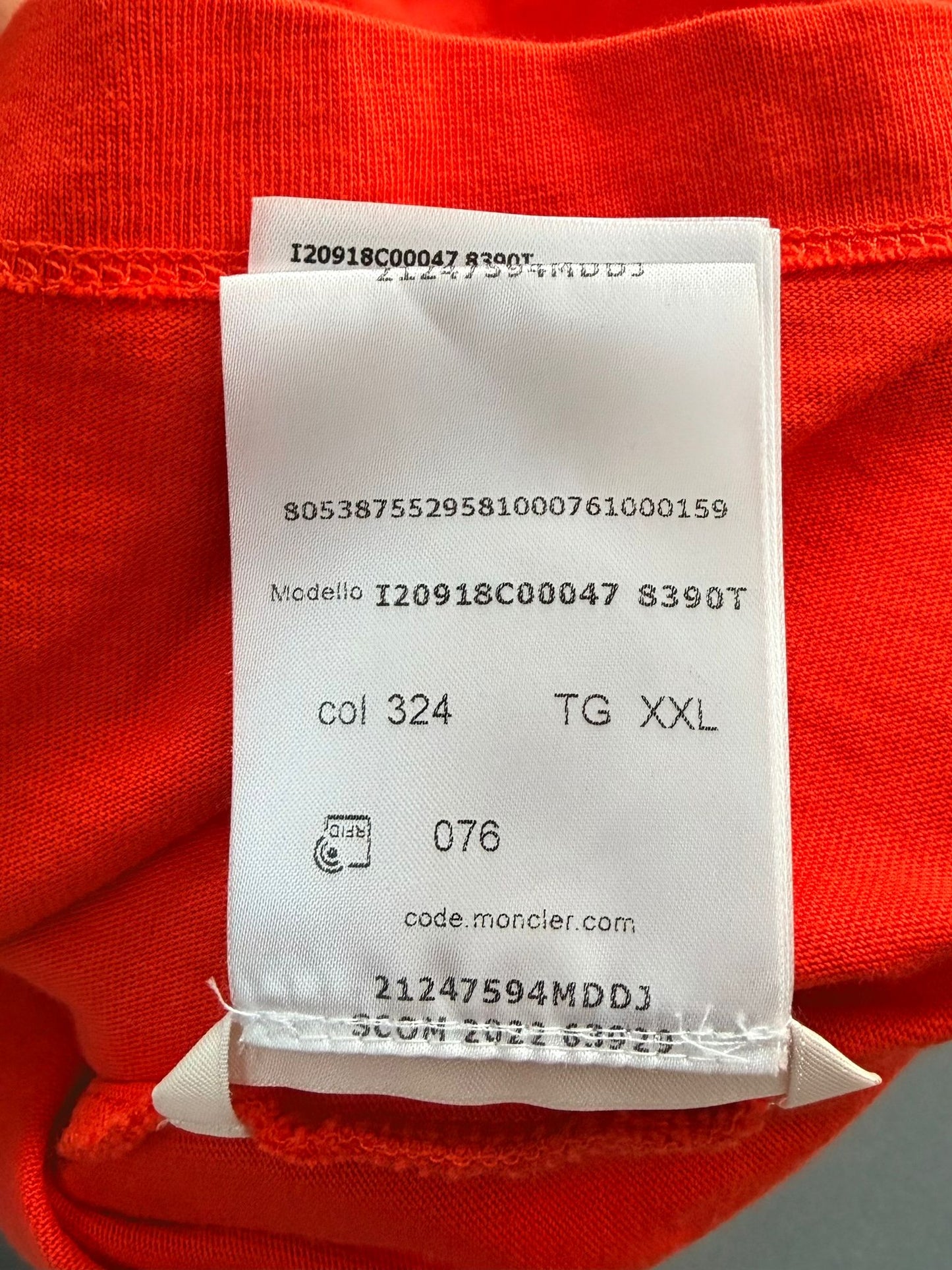 Moncler Orange Flocked Logo Print TShirt - XXL (24.5''ptp)