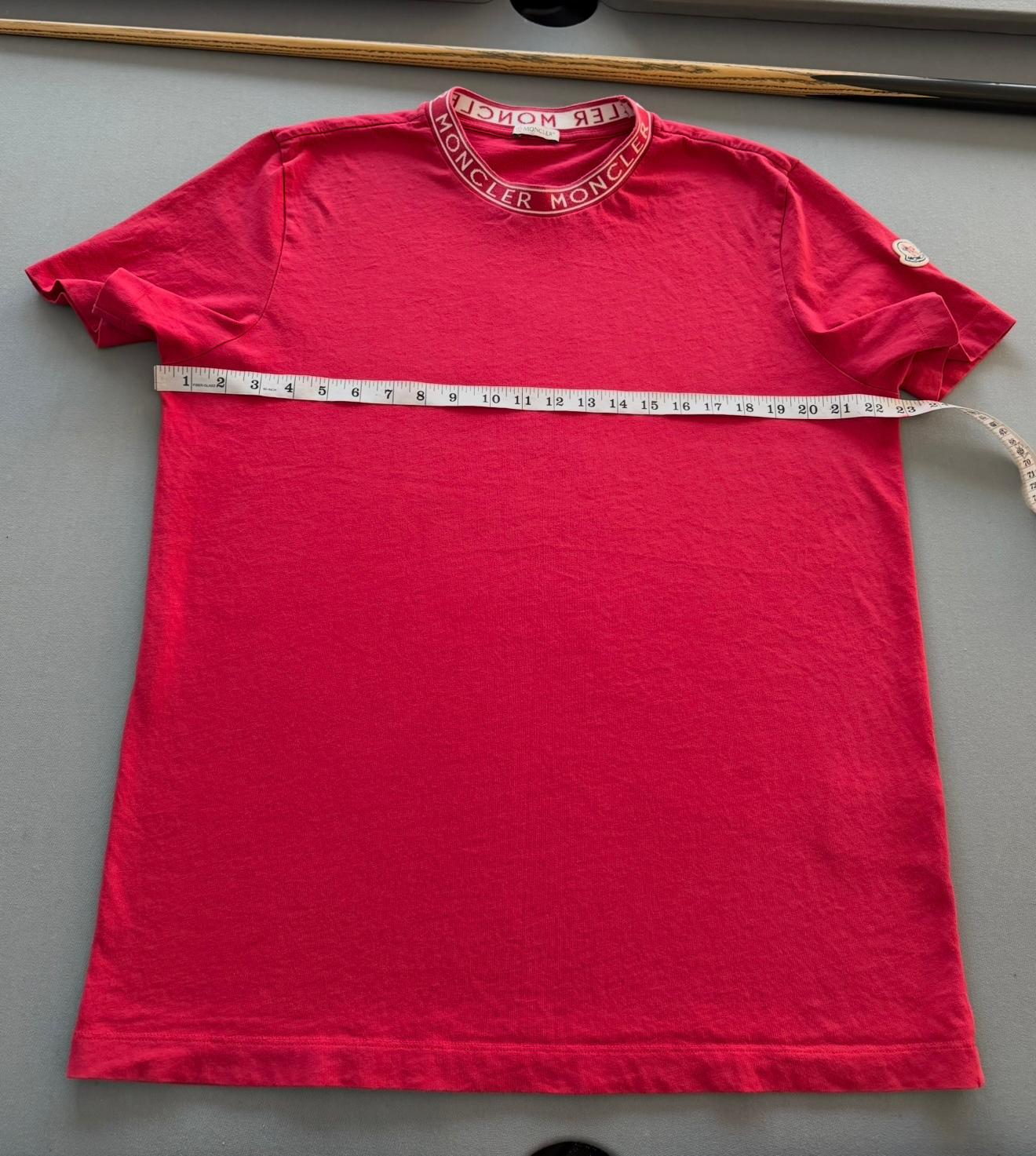 Moncler Logo Tape T-Shirt – Red (Size XL, Relaxed Fit)