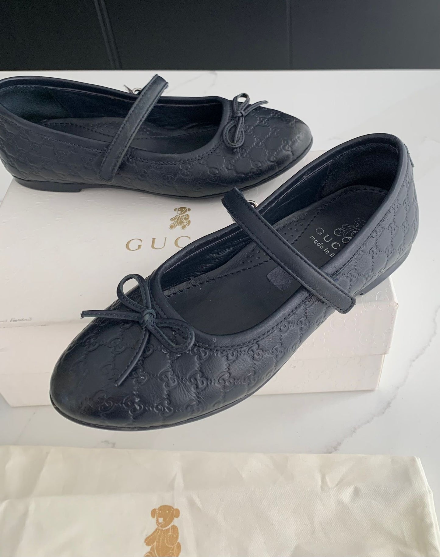 Gucci Girls Navy Thea Dolly Shoes - Size 12 (EU30)